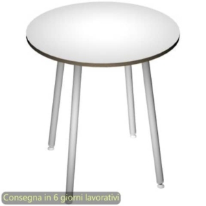 Tavolo rotondo Skinny Metal ø100xH.74,4 cm con gambe met. bianche Artexport piano bianco - 6410-DJD-3C-AN