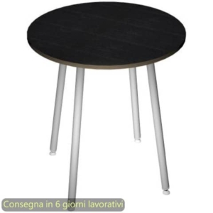 Tavolo rotondo Skinny Metal ø100xH.74,4 cm con gambe met. bianche Artexport piano nero - 6410-DJD-8C-AN