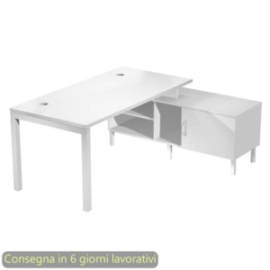 Scrivania piano bianco 120x80xH.72,5 cm gamba a ponte in metallo bianco linea Bridge Artexport - SOL120/3-AM