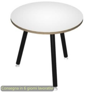 Tavolo rotondo Skinny Metal ø80xH.74,4 cm con gambe met. nere Artexport piano bianco - 6408-DJA-3C-AQ