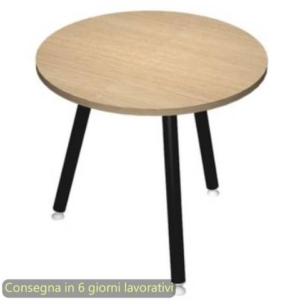 Tavolo rotondo Skinny Metal ø80xH.74,4 cm con gambe met. nere Artexport piano rovere - 6408-DJA-C-AQ