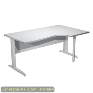 Scrivania penisola destra piano grigio 160x60/80/100xH.72 cm gamba a L metallo cromato Presto Compact - 008K211/9/AR