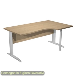 Scrivania penisola destra piano rovere 160x60/80/100xH.72 cm gamba a L metallo cromato Presto Compact - 008K211/C/AR