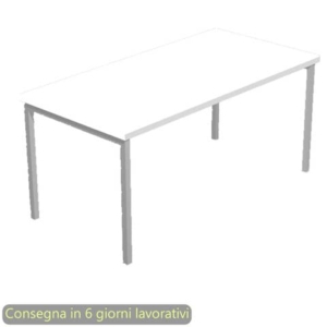 Scrivania piano bianco 120x80xH.72,5 cm gamba a ponte in metallo grigio linea Presto Venere Plus Artexport - 664/3