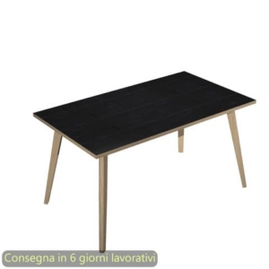 Scrivania piano nero venato frassino 140x80xH.74,4 cm gamba rastremata in legno rovere Woody - 6402-DKA-8C-AQ