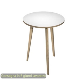 Tavolo riunione rotondo alto Woody ø80xH.105 cm con 3 gambe rovere Artexport piano bianco - 6408-DKD-3C-AQ