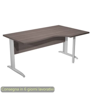 Scrivania penisola destra frassino 160x60/80/100xH.72 cm gamba a L metallo cromato Presto Compact - 008K211/F/AR