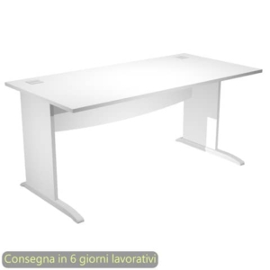 Scrivania piano bianco 160x80xH.73 cm gamba a pannello con piede ad L grigio linea Flex Artexport - JPL160/3