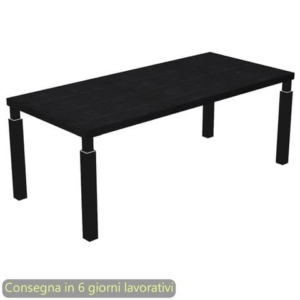Scrivania direzionale piano nero venato frassino 210x90xH.74 cm gamba metallo nero opaco sez. quadrata Flora 902G/8-AQ