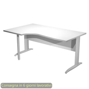 Scrivania penisola sinistra piano bianco 160x60/80/100xH.72 gamba a L metallo cromato Presto Compact - 009K211/3/AR
