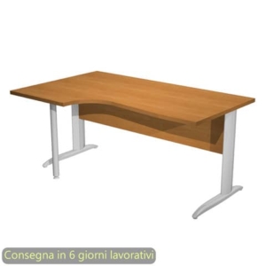 Scrivania penisola sinistra noce chiaro 160x60/80/100xH.72 gamba a L metallo cromato Presto Compact - 009K211/4/AR