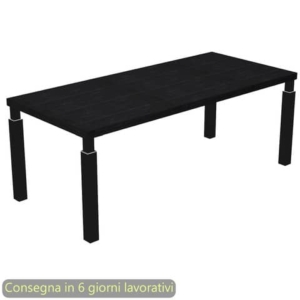 Scrivania direzionale piano nero venato frassino 180x90xH.74 cm gamba metallo nero opaco sez. quadrata Flora 901G/8-AQ