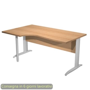 Scrivania penisola sinistra piano faggio 160x60/80/100xH.72 gamba a L metallo cromato Presto Compact - 009K211/6/AR