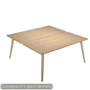 Scrivania bench doppia piano rovere 180x80xH.74,4 cm gamba rastremata in legno rovere Woody - 6405B-DKA-C-AQ
