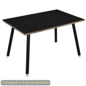 Scrivania piano nero venato frassino 120x80xH.74,4 cm gamba metallo tubolare nero opaco Skinny Metal - 6404-DJA-8C-AQ