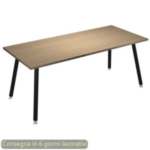 Scrivania piano rovere 180x80xH.74,4 cm gamba metallo tubolare nero opaco linea Skinny Metal Artexport - 6405-DJA-C-AQ