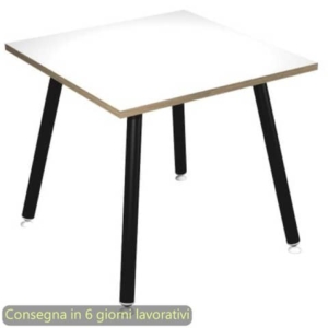 Scrivania piano bianco 80x80xH.74,4 cm gamba metallo tubolare nero opaco linea Skinny Metal Artexport - 6401-DJA-3C-AQ