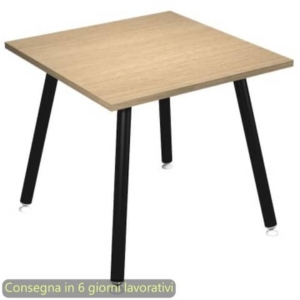 Scrivania piano rovere 80x80xH.74,4 cm gamba metallo tubolare nero opaco linea Skinny Metal Artexport - 6401-DJA-C-AQ