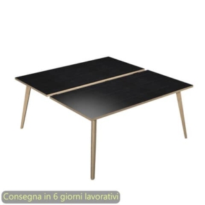 Scrivania bench nero venato frassino 120x80xH.74,4 cm gamba rastremata in legno rovere Woody - 6404B-DKA-8C-AQ