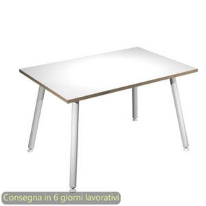 Scrivania piano bianco120x80xH.74,4 cm gamba metallo tubolare bianca linea Skinny Metal Artexport - 6404-DJA-3C-AN