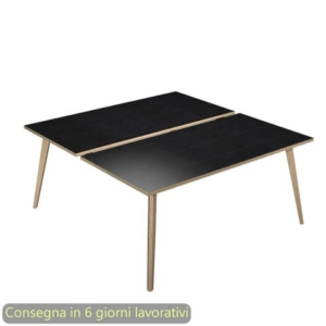 Scrivania bench nero venato frassino 140x166xH.74,4 cm gamba rastremata legno rovere Woody Artexport - 6402B-DKA-8C-AQ