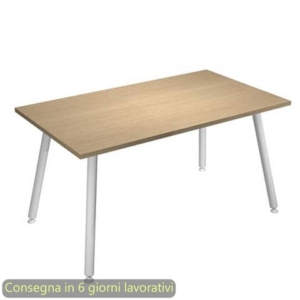 Scrivania piano bianco 140x80xH.74,4 cm gamba metallo tubolare bianca linea Skinny Metal Artexport -6402-DJA-C-AN