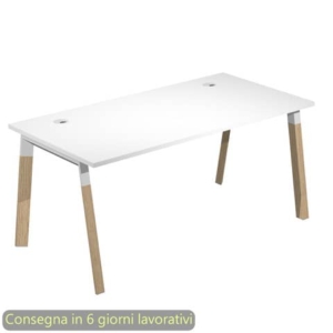 Scrivania piano bianco 180x80xH.72,5 cm gamba inclinata legno e metallo bianco Artexport piano bianco - W180-3-AM