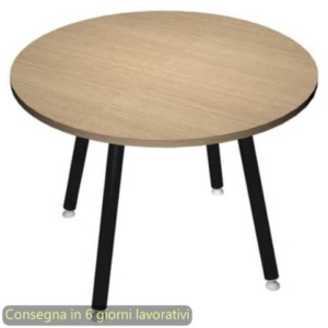 Tavolo rotondo Skinny Metal ø100xH.74,4 cm con gambe met. nere Artexport piano rovere - 6410-DJA-C-AQ