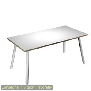 Scrivania piano bianco180x80xH.74,4 cm gamba metallo tubolare bianca linea Skinny Metal Artexport - 6405-DJA-3C-AN