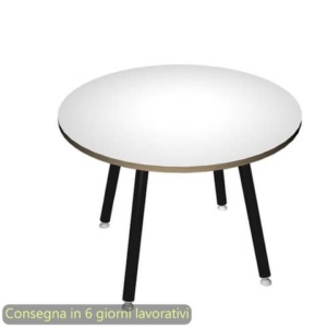 Tavolo riunione rotondo Skinny Metal ø100xH.74,4 cm con 3 gambe met. bianche Artexport piano bianco - 6410-DJA-3C-AN