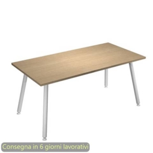 Scrivania piano rovere 160x80xH.74,4 cm gamba metallo tubolare bianca linea Skinny Metal Artexport - 6403-DJA-C-AN