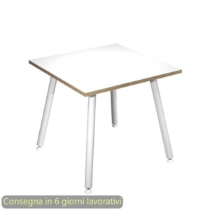 Scrivania piano bianco 80x80xH.74,4 cm gamba metallo tubolare bianca linea Skinny Metal Artexport - 6401-DJA-3C-AN