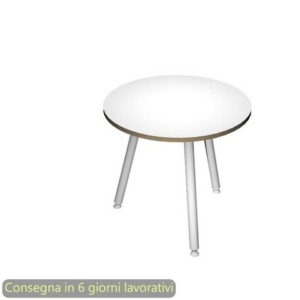 Tavolo riunione rotondo Skinny Metal ø80xH.74,4 cm con 3 gambe met. bianche Artexport piano bianco - 6408-DJA-3C-AN