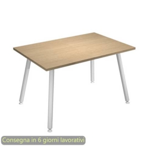 Scrivania piano rovere 120x80xH.74,4 cm gamba metallo tubolare bianca linea Skinny Metal Artexport - 6404-DJA-C-AN