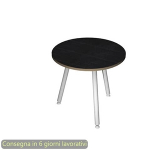 Tavolo riunione rotondo Skinny Metal ø80xH.74,4 cm con 3 gambe met. bianche Artexport piano nero - 6408-DJA-8C-AN