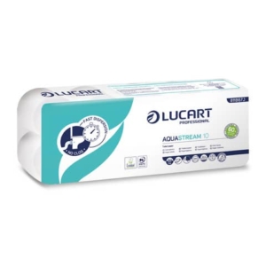 Carta igienica Aquastream in pura cellulosa 2 veli 200 strappi Lucart Professional conf. 10 rotoli - 811B67J