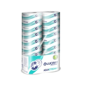 Carta igienica fascettata Aquastream 2 veli - formato hotel - 200 strappi - Lucart Professional - conf. 6 rotoli