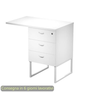 Cassettiera alta 3 cass. Top supp. met. bia. 80x50/50X80xH.74,4 cm montata Blade Artexport bianca 419MET+TOP80/3-AN