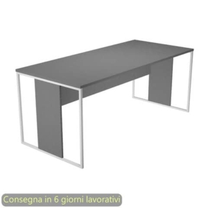 Scrivania piano antracite 180x80x74,4 cm gamba a pannello con anello in metallo bianco linea Blade Artexport - 415-T-AN