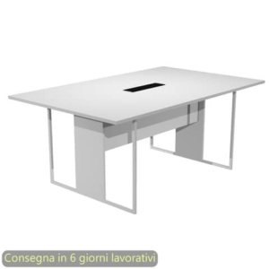 Tavolo riunioni con top access nero 180x110xH.74,4 cm strut. metallo bianco Blade Artexport piano bianco