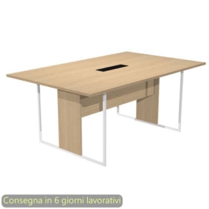 Tavolo riunioni con top access nero 180x110xH.74,4 cm strut. metallo bianco Blade Artexport piano rovere