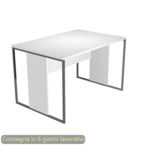 Scrivania piano bianco 120x80xH.74,4 cm gamba a pannello con anello in metallo antracite Blade Artexport - 414-3-AF