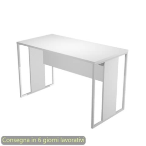 Scrivania piano bianco 120x60xH.74,4 cm gamba a pannello con anello in metallo bianco linea Blade Artexport - 484-3-AN