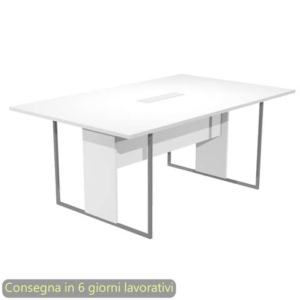Tavolo riunioni con top access bianco 180x110xH.74,4 cm strut. met. antracite Blade Artexport piano bianco