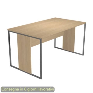 Scrivania piano rovere 140x80xH.74,4 cm gamba a pannello con anello in metallo antracite Blade Artexport - 412-C-AF