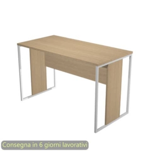 Scrivania piano rovere 120x60xH.74,4 cm gamba a pannello con anello in metallo bianco linea Blade Artexport - 484-C-AN