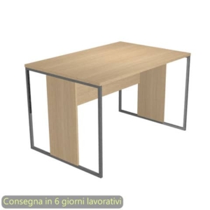 Scrivania piano rovere 120x80xH.74,4 cm gamba a pannello con anello in metallo antracite Blade Artexport - 414-C-AF