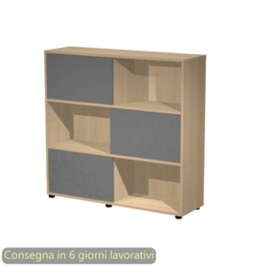 Libreria media 120x35xH.116,2 cm con 3 ante scorrevoli struttura rovere Blade Artexport ante antracite - 17065/CT