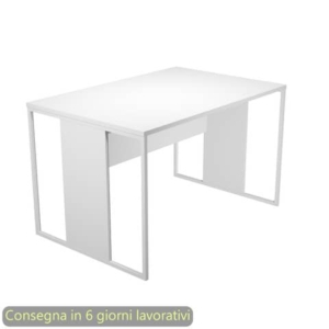 Scrivania piano bianco 120x80xH.74,4 cm gamba a pannello con anello in metallo bianco linea Blade Artexport - 414-3-AN