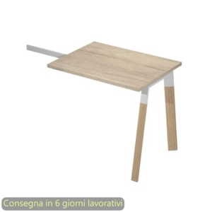 Allungo reversibile per scrivanie K73 Wood 60x80xH.74,4 cm gambe legno e met. bianco Artexport piano rovere canadese